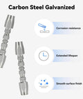Hydraulic hose fittings made of zinc-plated carbon steel for Go-To 3-Piece Hydraulic Hose Repair Kit.
