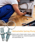 Carbon Steel Pull Ring Indexing Plungers Set Of Six With Retractable Spring Mechanism shown in use with electrical equipment setup