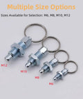 Multiple size options for Carbon Steel Pull Ring Indexing Plungers Set Of Six With Retractable Spring Mechanism and Quick Release Pins