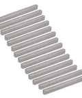 14 pieces of 60Mm By 5Mm By 5Mm Carbon Steel Straight Key Stock Keystock Gray laid out in a row, precision undersized for machinery tools.