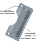 Four Pack Latch Guard Plate Covers 3 By 7 Inches Carbon Steel With Screws Gaskets And Nuts Easy To Install Door Lock Protector Striker Cover For Outswing Exterior Doors Included Pack Of Four For Multiple Doors - close-up view showing gray finish and pre-drilled holes.