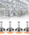 Heavy Duty Carbon Steel Leveling Feet With Anti Skid Pads 4 Pack in front of industrial machinery setting