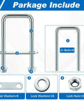 Square U Bolts M8 Set Carbon Steel With Nuts Washers And Frame Plates For 40mm Square Tubing And Sailboat Trailers Industrial Hardware Kit Includes 8 U Bolts 16 Washers 16 Nuts And 8 Frame Plates visible with components
