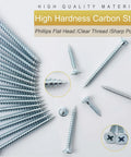 High Hardness Wood Screws Set 209 Pieces Phillips Flat Head Drywall And Wood Screws Six Sizes
