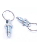 Carbon Steel Pull Ring Indexing Plungers Set Of Six With Retractable Spring Mechanism and Quick Release Pins, M12 Thread, 23mm Length