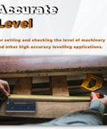 Person using 6 Inch Carbon Steel Precision Strip Level With Wooden Box 0.02 Mm Per Meter Accuracy Portable Alignment Tool for machinery levelling.