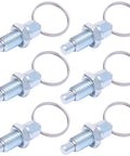 Carbon Steel Pull Ring Indexing Plungers Set Of Six With Retractable Spring Mechanism And Quick Release Pins M12 Thread 23mm Length