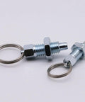 Carbon Steel Pull Ring Indexing Plungers Set Of Six With Retractable Spring Mechanism M12 Thread 23mm Length, close-up view