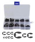 580 Pcs External Retaining Ring Kit M1.5 To M10 Carbon Steel Circlips Snap Rings And Washers For Gears And Axles, 10 Size Assortment With 4mm To 20mm OD, shown in a plastic storage box.