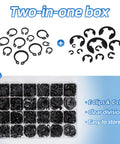 900 Piece Carbon Steel Retaining Rings Set With 24 Size C Clips And E Clips Assortment Kit in organized storage box.