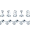 Multi Grip Rivet Nut Set 10Pcs 10-24 Thread Carbon Steel Blind Rivet Nuts With Zinc Finish for DIY use, laid out in rows