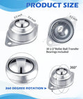 30 Pcs 1/2 Inch Roller Ball Transfer Bearings Carbon Steel Ball Casters with smooth 360 degree rotation for conveyors and trolleys