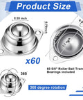 Product size and dimensions of 60 Count 5/8 Inch Roller Ball Transfer Bearings In Carbon Steel With Round Ball Bearings