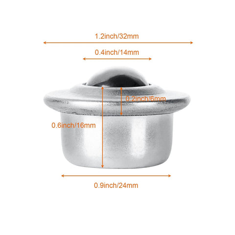 20 Pcs 5/8 Inch Roller Drop In Ball Transfer Bearings Carbon Steel Round Ball Units with measurements for conveyors