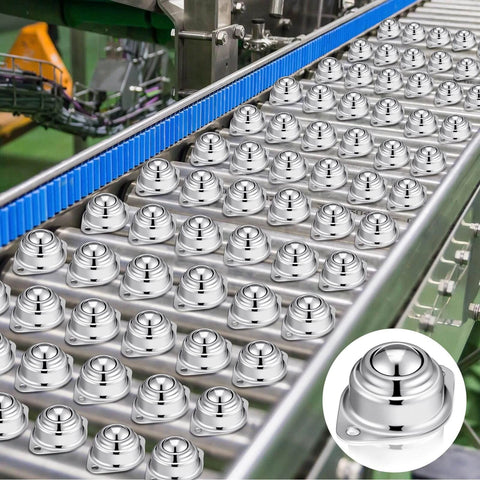 30 Pcs 1" Roller Ball Transfer Bearing 400 Lbs Load Capacity Carbon Steel Round Ball Transfer Unit Universal Casters for Conveyor Roller Stand Transmission System Furniture installed on conveyor system