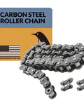 Workhorse ANSI Chain No 50 Roller Chain 10 Feet Long Single Strand Carbon Steel Drive Chain with box and connecting links.