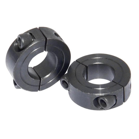 Two Piece Clamping Shaft Collar Three Quarters Inch Double Split Set Screw Style Carbon Steel Bore, Pack of Four Oxide Finish