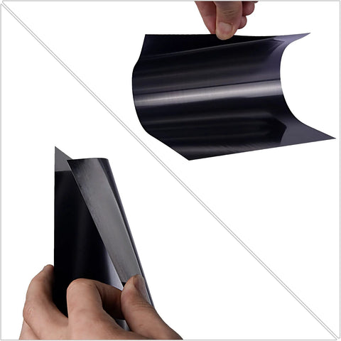 Carbon Steel Shim Stock Assortment Set, 6 Inch Wide By 12 Inch Long, Nine Thicknesses From 0.003 To 0.015 Inch sheets in hand