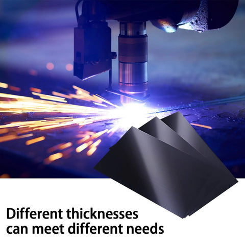 Carbon Steel Shim Stock Assortment Set, 6 Inch Wide By 12 Inch Long, Nine Thicknesses shown with industrial laser machine