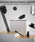Components of 5FT Sliding Barn Door Hardware Kit for Single Doors up to 30 Inch, featuring heavy duty carbon steel and nylon rollers.