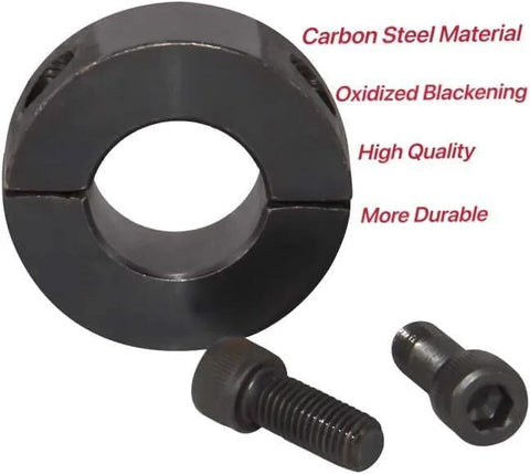 Double Split Shaft Collar With One Quarter Inch Bore Black Oxide Finish Two Piece Set Screw Carbon Steel Industrial Shaft Support
