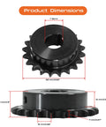 Heavy Duty Workhorse 40 Tooth Roller Chain Sprocket with 1 Inch Bore B Hub Carbon Steel Drive Sprocket and dimensions, top and side view