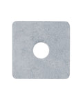 Front view of a 30 Pack Square Washer Plate in carbon steel with 40x40x2.8 mm dimensions for 3/8 bolt holes, load distribution.