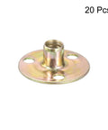 1/4-20 Brad Hole Tee Nut Set, 20 Pieces, Carbon Steel Round Base Screw-In T Nuts, Flange Style Female Thread Insert Nuts, shown as single piece