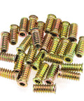 One Quarter Inch Twenty Threaded Inserts For Wood Furniture 31 Piece Set Zinc Plated Carbon Steel Nut Inserts 25mm Length