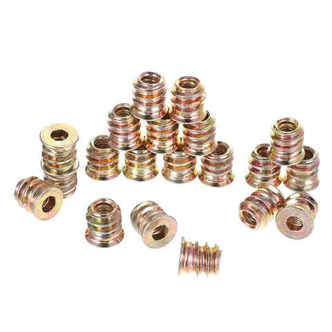 Beefy M4x10mm Carbon Steel Furniture Threaded Inserts Hex Drive Kit For Wood 20 Pcs Fasteners for Cabinets Desks