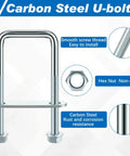 Square U Bolts M8 Set Carbon Steel With Nuts Washers And Frame Plates For 40mm Square Tubing And Sailboat Trailers Industrial Hardware Kit Includes 8 U Bolts 16 Washers 16 Nuts And 8 Frame Plates close-up view