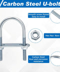 Carbon steel U-bolt with nut and smooth screw thread for rust resistance
