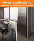 Home kitchen with modern refrigerator and island, showcasing application of Ten Piece Carbon Steel Wedges Set for leveling and alignment