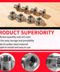 30 Pcs Weld Nuts Set T Shaped Weld Nuts Kit Three Eighths Inch Five Sixteenths Inch One Quarter Inch Tab Base UNC Carbon Steel Machine