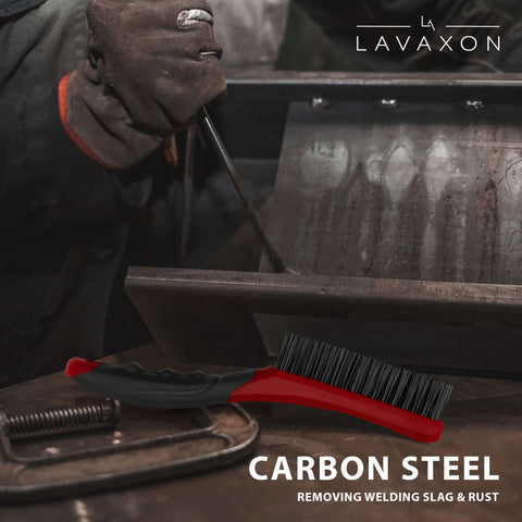 Wire Brush Set-Heavy Duty Stainless & Carbon Steel Bristles with Plastic Handle Grip in welding scene