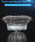 Close-up of a Six Pack Carbon Steel Wire Wheel And Pen Brush Set With One Quarter Inch Hex Shank For Rust Removal And Surface Scrubbing brush