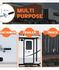 Durable cargo trailer door hasp with a lockable 1-1/4 inch wide pad, shown on container, trailer, and truck door applications