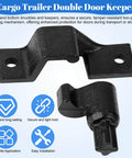 Trailer Cam Lock Assembly for Cargo Trailer Double Door Keeper Kit components, black rustproof coating, two-piece set