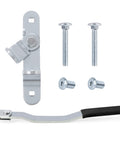 Durable cargo trailer door hasp with a lockable 1-1/4 inch wide pad, Torx or hex fasteners, visible components unassembled.