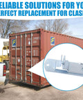 Cam Action Hasp Lock Assembly For Trailer Doors And Enclosed Car Hauler Latches With Keeper shown with cargo container