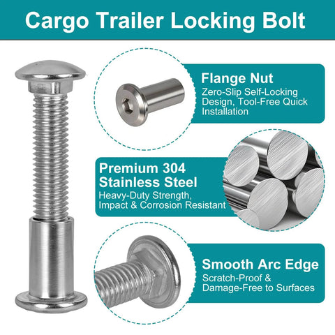 Sturdy 14-gauge steel trailer door hasp with corrosion-resistant galvanization and 304 stainless bolts for cargo trailers.