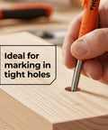 On-site marking made effortless with this 3-in-1 carpenter pencil featuring a comfortable finger grip used on wood surface.
