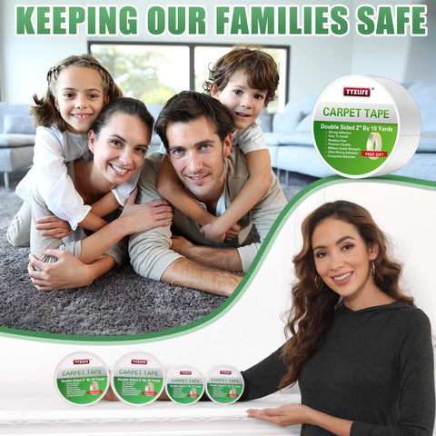 Heavy Duty Double Sided Rug Tape For Hardwood Floors And Tile Non Slip Anti Curling Floor Tape For Area Rugs Mats And Carpets No Residue Super Strong Hold Easy Cut To Fit 2 Inch By 10 Yards White