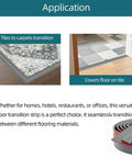 Application of Carpet Floor Transition Strip, Self-Adhesive Carpet to Tile Transition Edging Trim for seamless floor transitions.