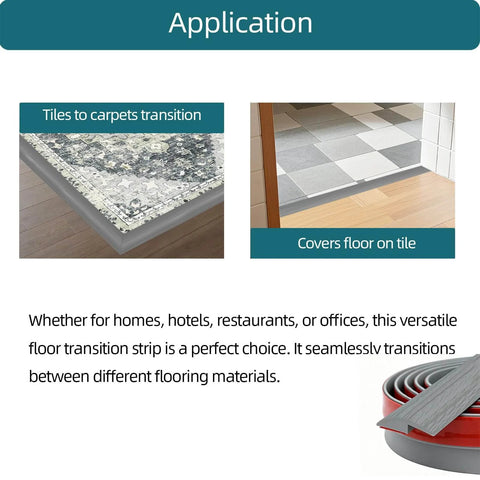 Application of Carpet Floor Transition Strip, Self-Adhesive Carpet to Tile Transition Edging Trim for seamless floor transitions.