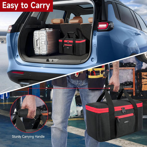 Milwaukee Air Compressor Bag keeps your M18 inflator, battery packs, and charger organized on site with a rugged tear resistant exterior
