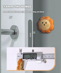 Cartoon Animal Self Adhesive Door Stopper Wall Protectors Pack Of 6, Silicone Door Knob Bumpers Silencers For Walls And Furniture, Reusable Door Handle Protectors For Home Office, Kids Room And Cabinet Protection, lion design bumper on wall near door handle, 7.4mm thick shown.