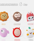 Cartoon Animal Self Adhesive Door Stopper Wall Protectors Pack Of 6, featuring silicone lion, monkey, rabbit, bird, demon, bear bumpers.