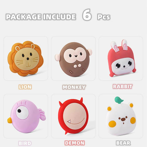 Cartoon Animal Self Adhesive Door Stopper Wall Protectors Pack Of 6, featuring silicone lion, monkey, rabbit, bird, demon, bear bumpers.