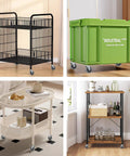 Furniture and equipment with various casters, including industrial and home use, showcasing wheels for easy mobility.